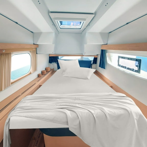 JS Sanders Collection 100% Egyptian Cotton Universal XL-V Berth The Best Boat XL-V Berth Bedding Fits mattresses up to 8” Depth Sheet Set - 600 TC Silver