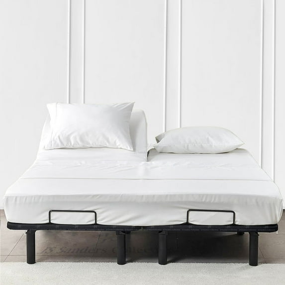 JS Sanders Top Split Head Fitted Sheet Only for Adjustable Beds 600 Thread Count Half Split Fitted Sheet (1 Pcs) - Soft - King 34 Split Fitted Sheet Fits Upto 18 Inch Deep Pocket (White)