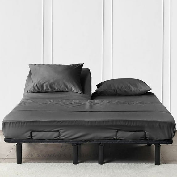 JS Sanders Top Split Head Fitted Sheet Only for Adjustable Beds 600 Thread Count Half Split Fitted Sheet (1 Pcs) - Soft - King 36 Split Fitted Sheet Fits Upto 18 Inch Deep Pocket (Dark Gray)