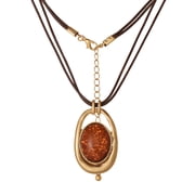 Jessica Simpson Women's Oval Stone Cord Necklace, 20" + 3" Extender, Gold-Tone Pendant