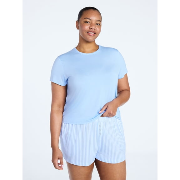 Joyspun Women’s Scoop Neck Sleepwear Modal Tee with Short Sleeves, Sizes S-3X