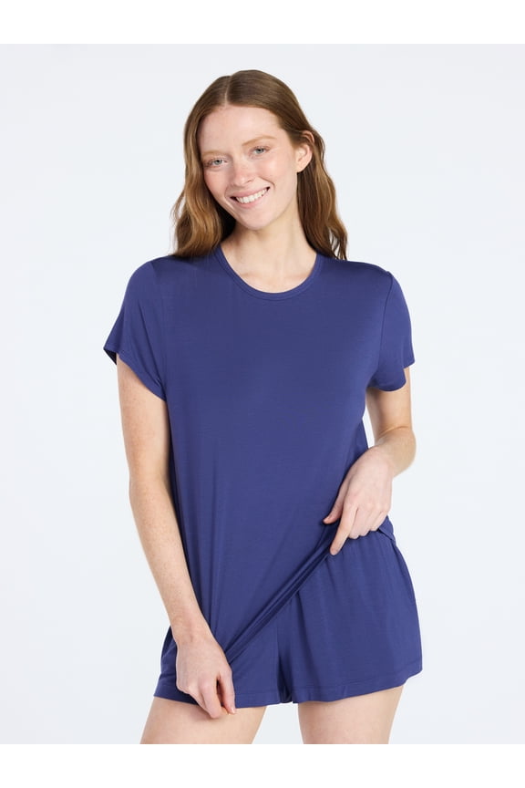 Women’s Scoop Neck Sleepwear Modal Tee with Short Sleeves, Sizes S-3X