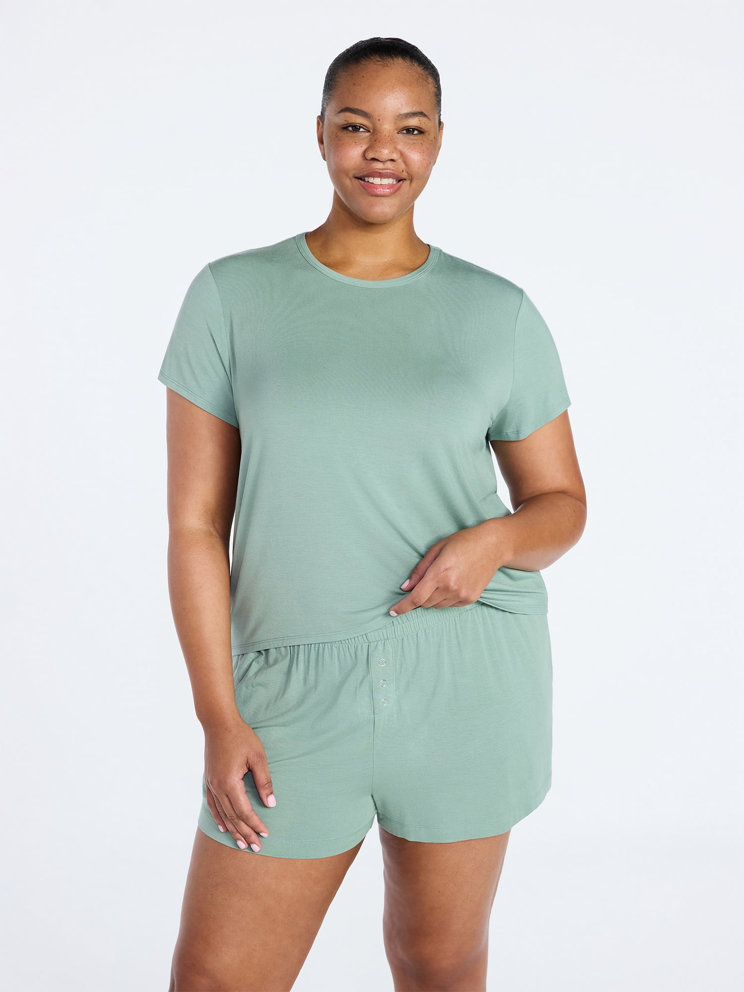 トップス lessix PAJAMA SHIRT Joyspun Women's Scoop Neck Sleepwear Modal Tee with Short Sleeves