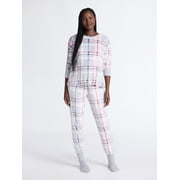 Joyspun Women’s Stretch Velour Long Sleeve Top, Pants, and Socks Pajama Set, 3-Piece, Sizes XS-4X