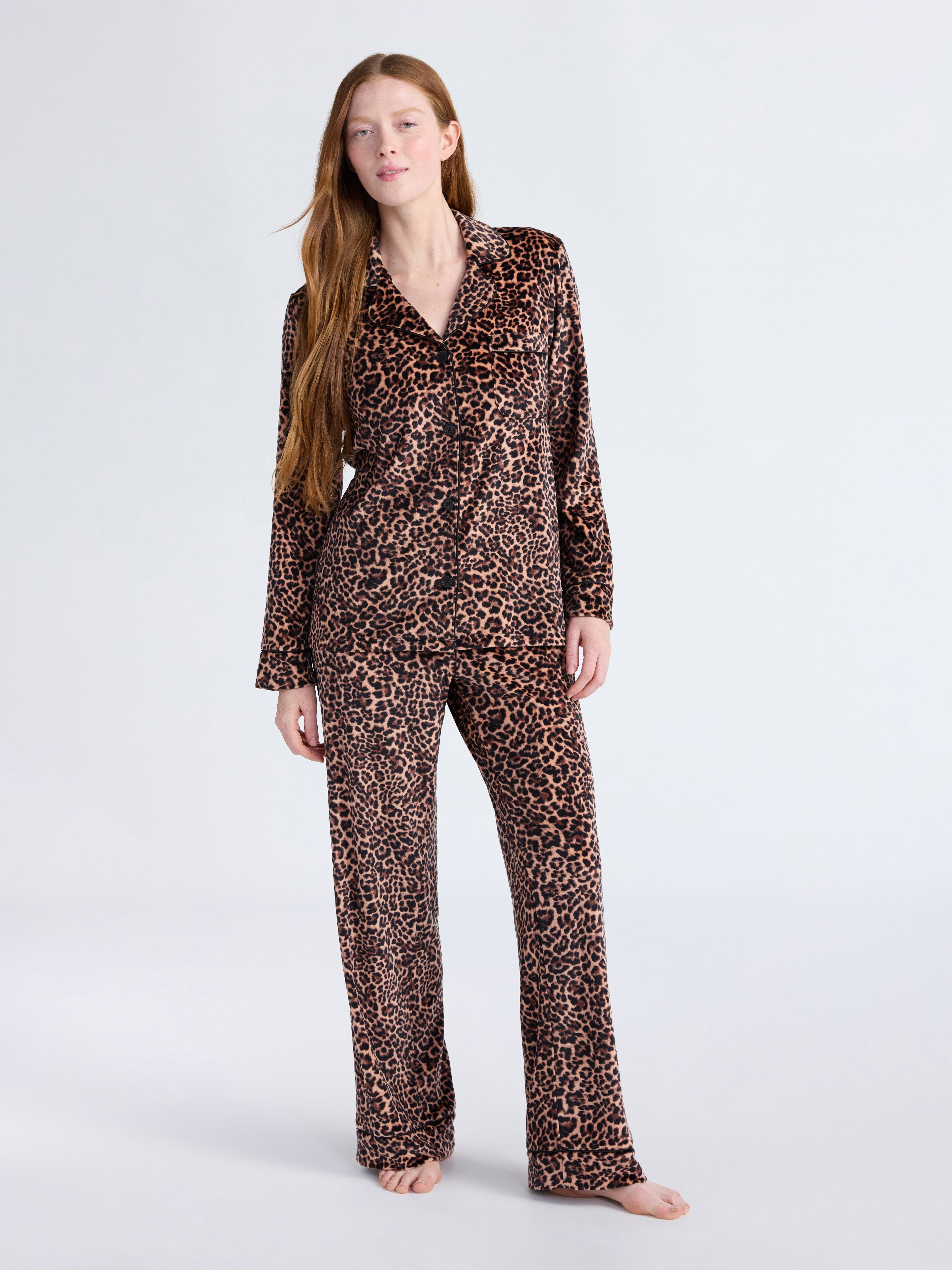 juledancewear セット Joyspun Women's Stretch Velour Notch Collar Long Sleeve