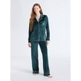 thumbnail image 1 of Joyspun Women’s Stretch Velour Notch Collar Long Sleeve Pajama Set, Sizes XS to 4X, 1 of 5