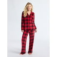 thumbnail image 1 of Joyspun Women’s Stretch Velour Notch Collar Long Sleeve Pajama Set, Sizes XS to 4X, 1 of 5