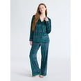 thumbnail image 1 of Joyspun Women’s Stretch Velour Notch Collar Long Sleeve Pajama Set, Sizes XS to 4X, 1 of 5
