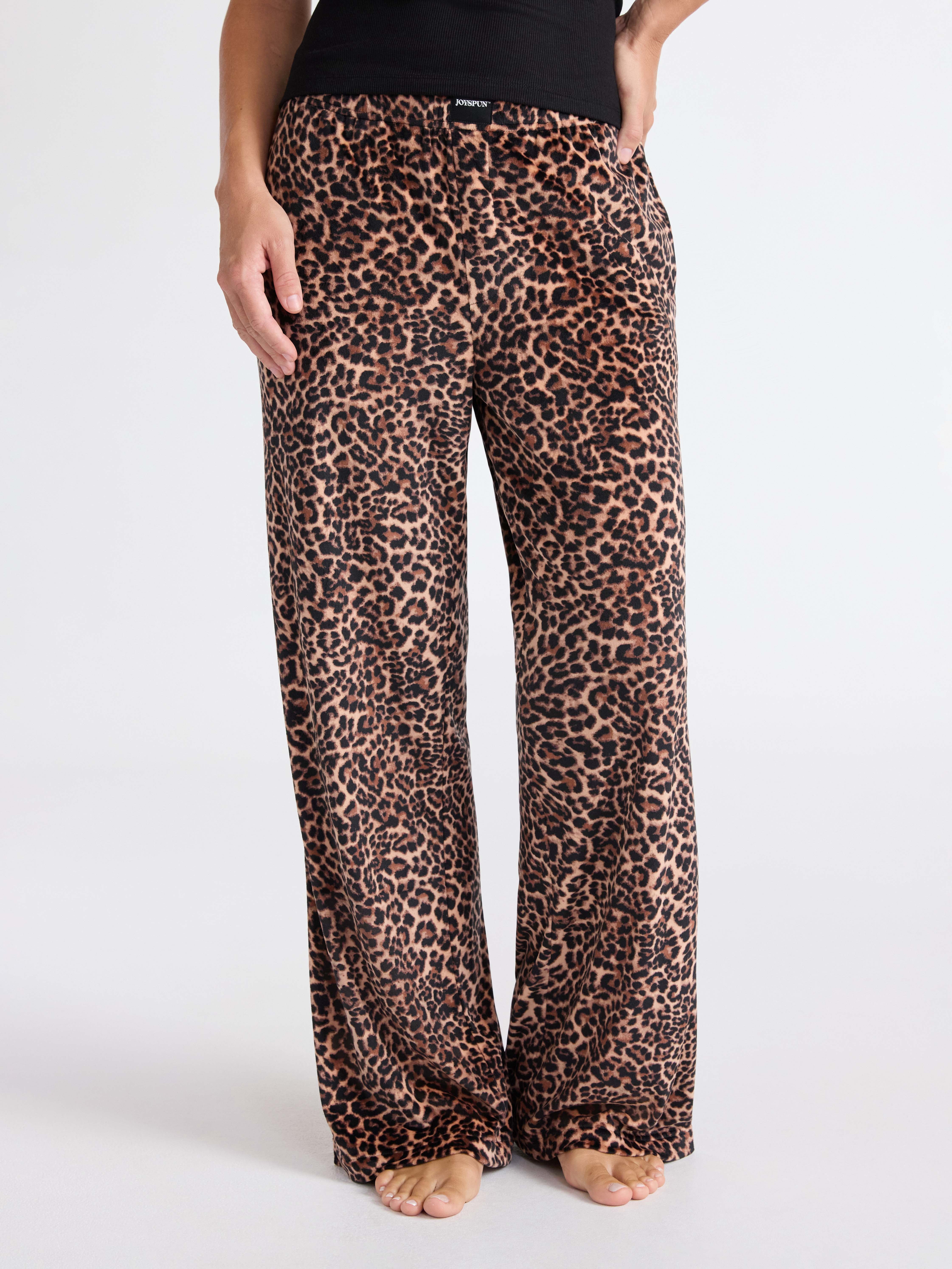 Joyspun Women's Velour Wide-Leg Sleep Pants, Size XS-3X