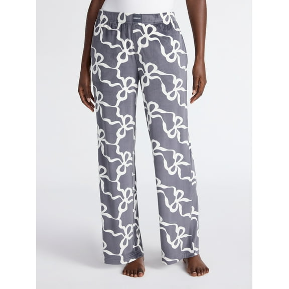 Joyspun Women's Velour Wide-Leg Sleep Pants, Size XS-3X