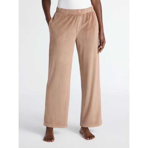 Joyspun Women's Velour Wide-Leg Sleep Pants, Size XS-3X