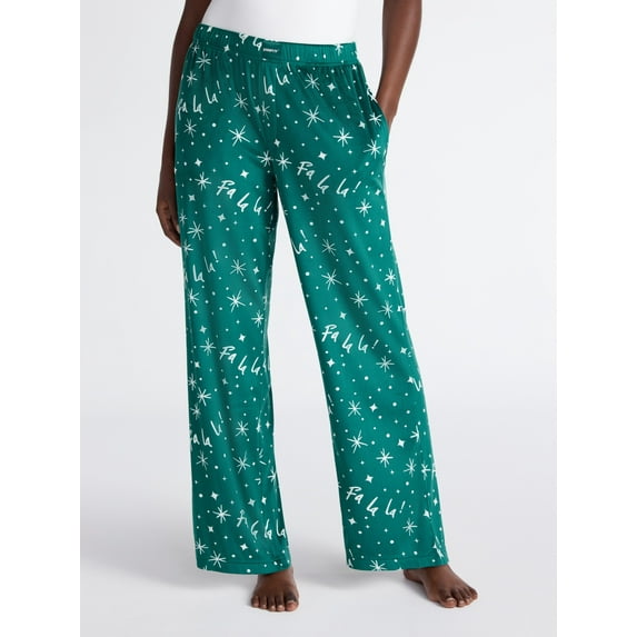 Joyspun Women's Velour Wide-Leg Sleep Pants, Size XS-3X