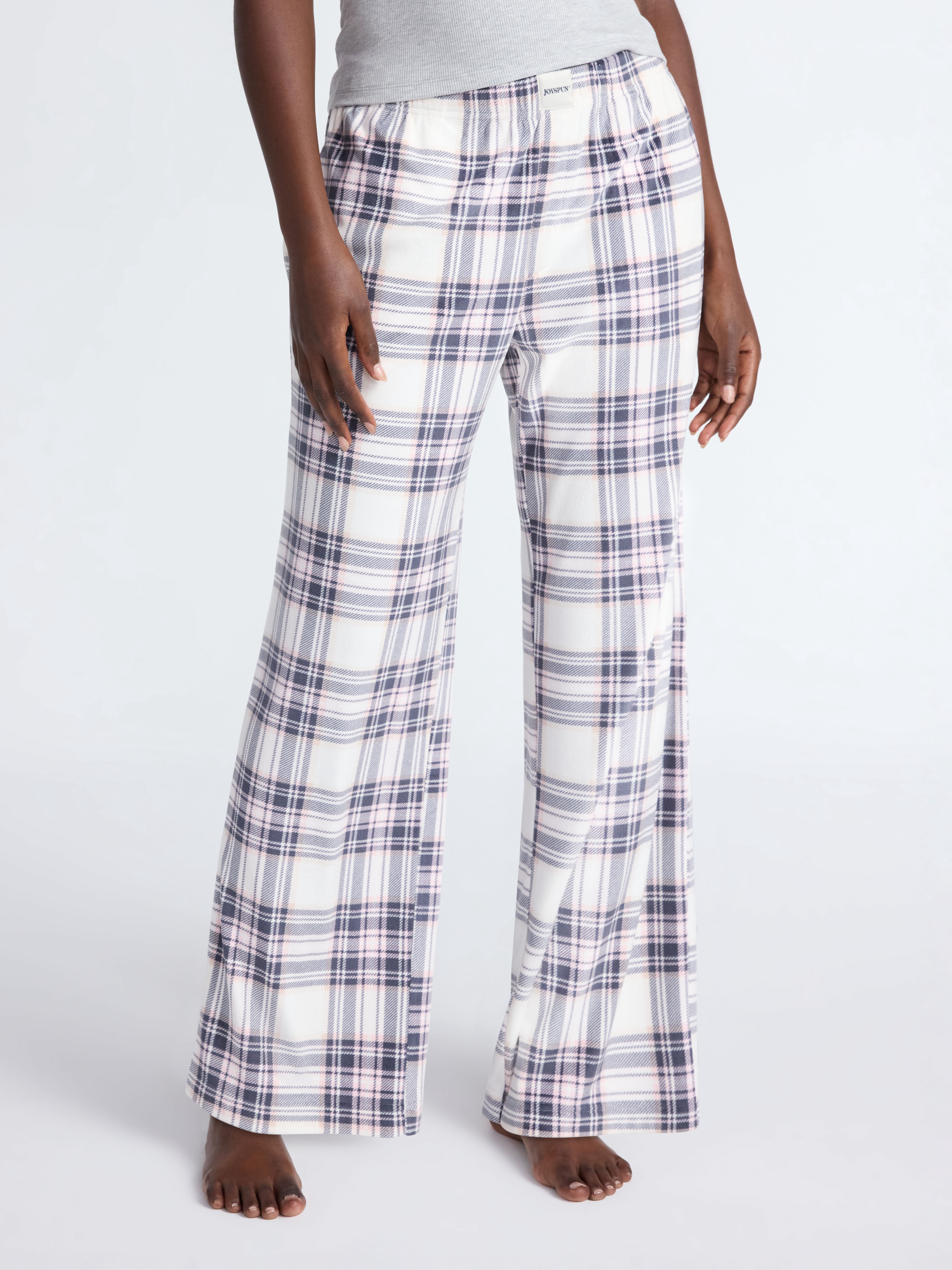 Joyspun Women's Velour Wide-Leg Sleep Pants, Size XS-3X