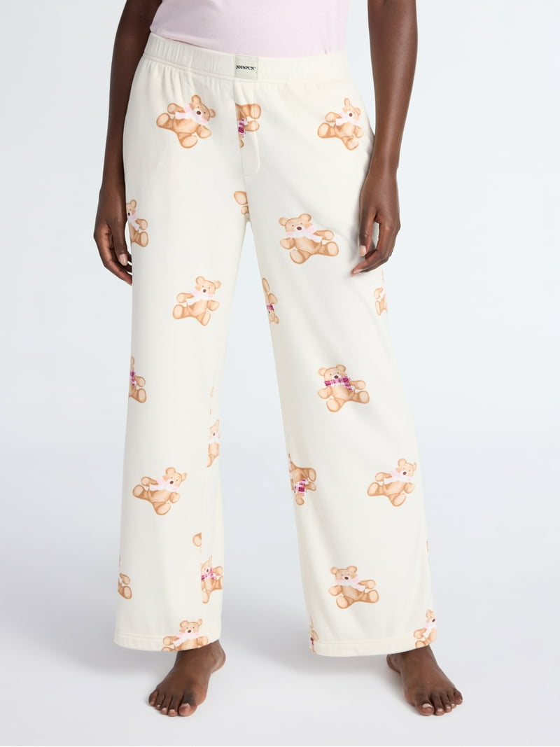 Joyspun Women's Velour Wide-Leg Sleep Pants, Size XS-3X