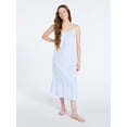thumbnail image 1 of Joyspun Women's Seersucker Midi Sleep Gown with Shoulder Tie, Sizes XS to 3X, 1 of 4