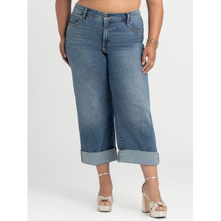 Jessica Simpson Women's and Women's Plus Zinnia Boyfriend Jeans, 25" Inseam, Sizes 2-24
