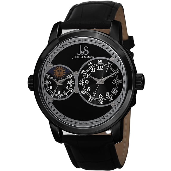 JS87BK 44mm Metal Case Black Calfskin Mineral Men's Watch