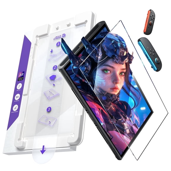 JSAUX Screen Protector for Nintendo Switch 2, Obsidian AR 1-Pack | Easy Application, AR Coating, High Transparency, Anti Reflections, 9H+ Hardness, Anti-Fingerprint