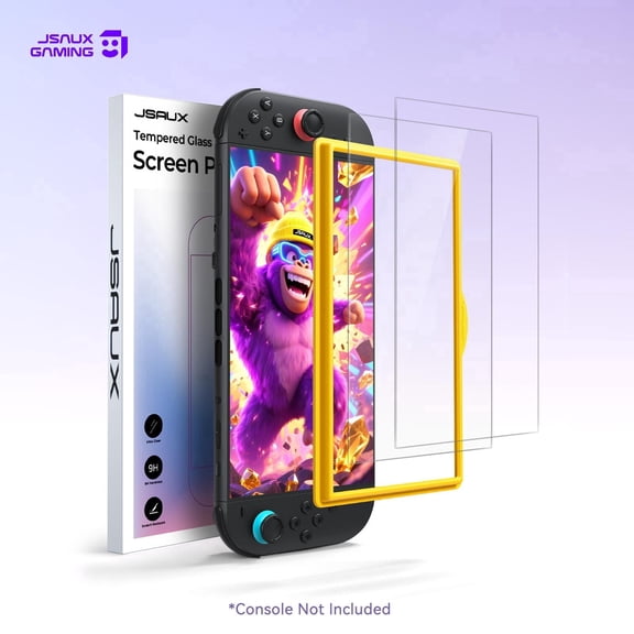 JSAUX 2-Pack Anti-Glare Matte Tempered Glass Screen Protector for Nintendo Switch 2, 9H Scratch Resistant, Easy Installation with Guiding Frame-GP0124A