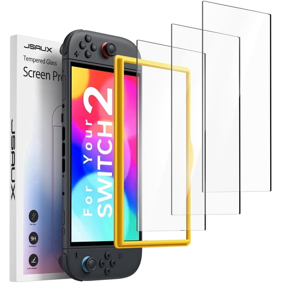 JSAUX Screen Protector GP0123A for Nintendo Switch 2 9H Tempered Glass 3-Pack