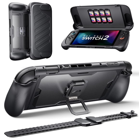 JSAUX ModCase for Nintendo Switch 2, Protective Case, Basic Set | 360° Full-Body Protective Case with Front Cover, Metal Kickstand, Silicone Strap and Ergonomic Anti-Slip Grip for Switch 2