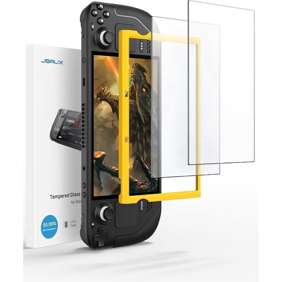 JSAUX 2-Pack Anti Glare Screen Protector for Steam Deck OLED/LCD | with Guide Frame, Easy to Install, Matte Finish, Full-Screen Coverage, 9H Glass, Anti-Fingerprint, Scratch Resistant