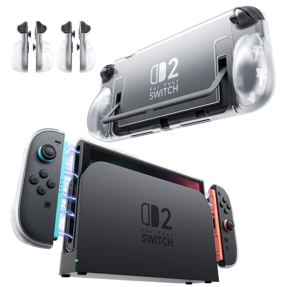 JSAUX Protective Case for Nintendo Switch 2, Detachable Joy-Con Covers with Kickstand Cutout, Includes Large and Small Grip Set-PC0117