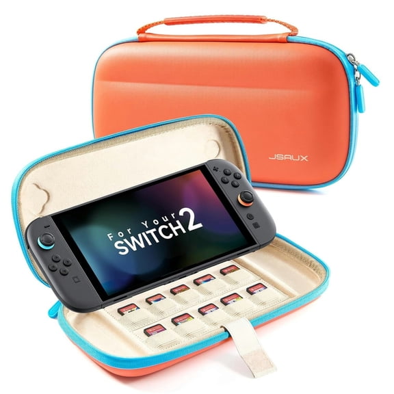 JSAUX Slim Carrying Case for Nintendo Switch 2 BG0119, 10 Game Slots, Orange