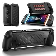 JSAUX Split Protective Grip Case for Switch 2 with Front Cover | Drop Protection, Dockable, Ergonomic Non-Slip Grip, Kickstand Compatible, PC Front Cover, TPU Middle Frame, 10-Card Storage