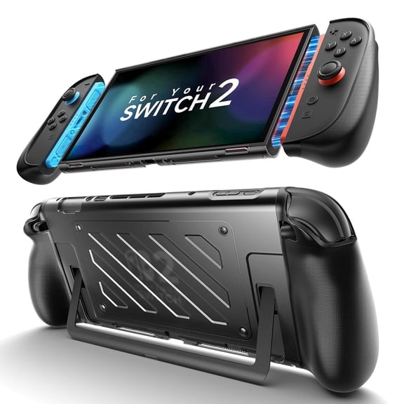 JSAUX Split Protective Case for Nintendo Switch 2, TPU Frame & PC Cover, Ergonomic Non-Slip Grip, Holds 10 Game Cards, Shockproof and Scratch Resistant-PC0114
