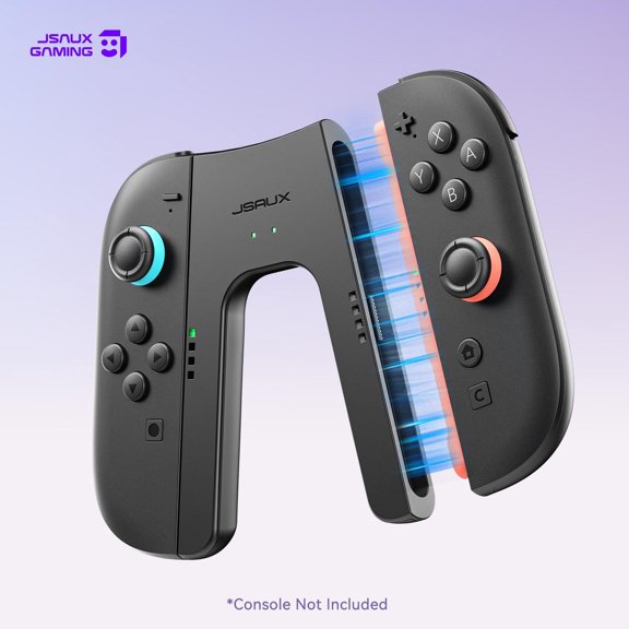 JSAUX Switch 2 Charging Grip for Nintendo Switch 2, Magnetic Grip Controller Compatible with Switch 2 Joycons, Play While Charging with LED Indicator& 1.5m/4.9ft Charger Cable-GP0502