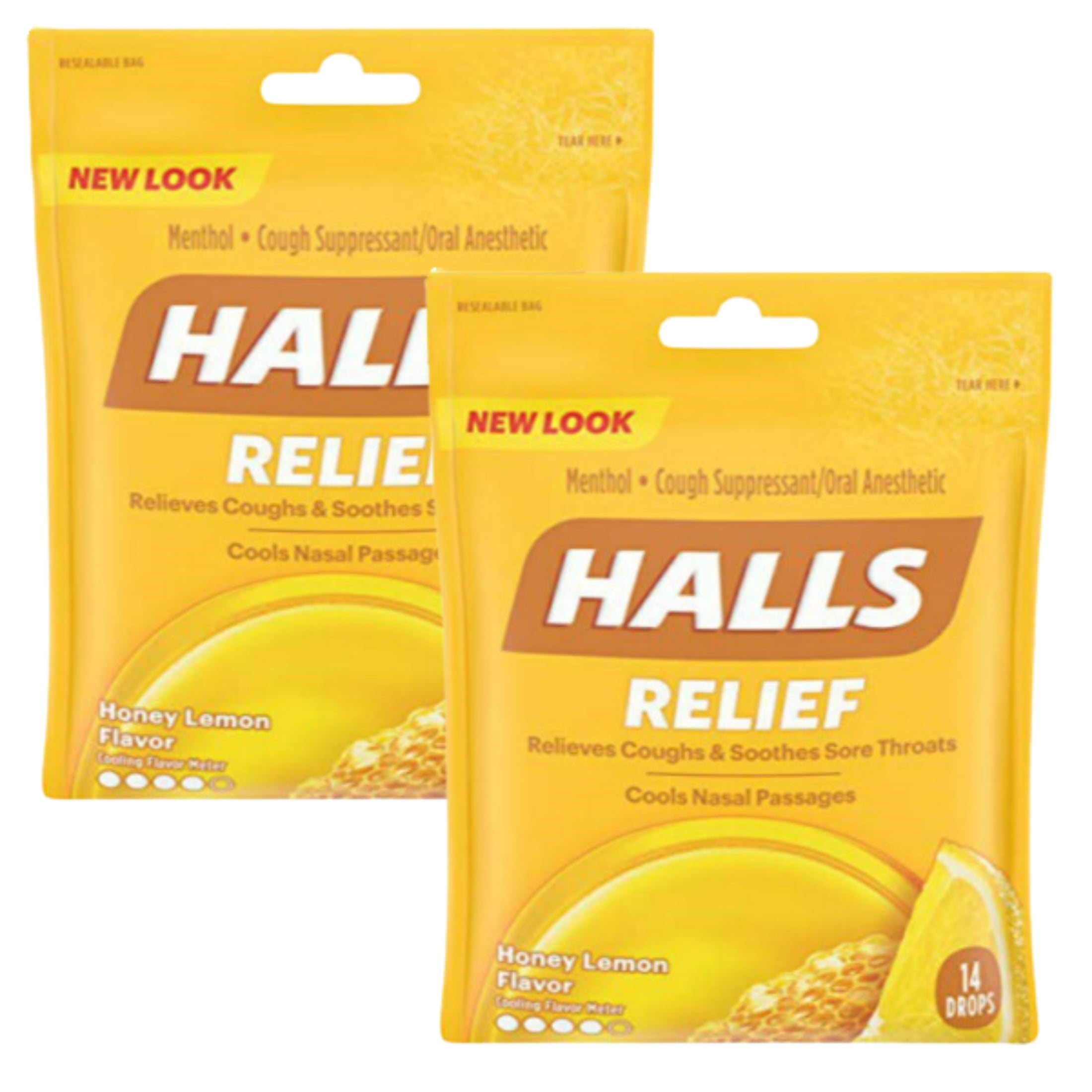 JSC Halls Honey Lemon Cough Drops 14 Drops Menthol Drops Fights Cough