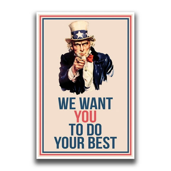 JSC376 Uncle Sam We Want You Classroom Poster | 18-Inches By 12-Inches |  100lb Gloss Poster Paper