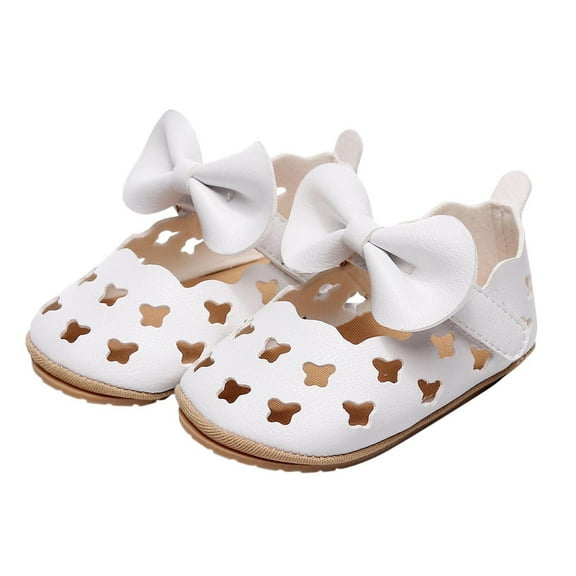 JSCDRPDWL Baby Girl Sandals 12-18 Months Ballet Slippers for Girls Single Shoes Bowknot Princess First Walkers Shoes Summer Toddler Hollow Out Sandals for 0-18M, Summer Bowknot Hollow-Out First Walk