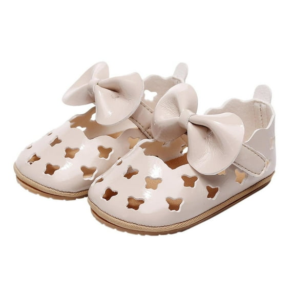 JSCDRPDWL Baby Girl Sandals 12-18 Months Ballet Slippers for Girls Single Shoes Bowknot Princess First Walkers Shoes Summer Toddler Hollow Out Sandals for 0-18M, Summer Bowknot Hollow-Out First Walk