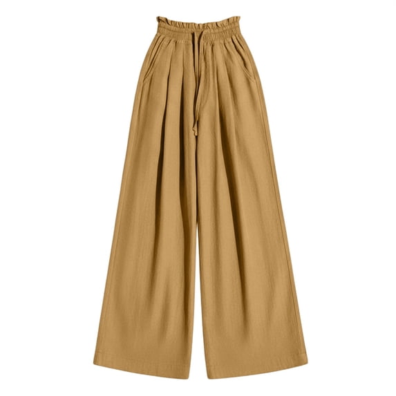 JSCDRPDWL Baggy Sweatpants for Girls Wide Leg High Waist Casual Track Pants Teen Kids Cotton Linen Palazzo Flowy Lounge Trousers with Pocket