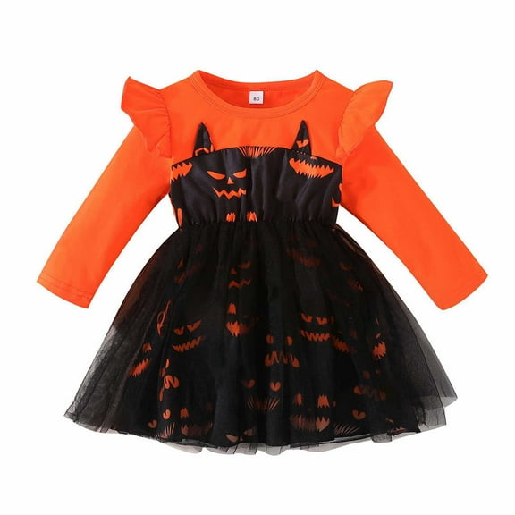 JSCDRPDWL Christmas Dress 5t Christmas Outfit for Girls Girl Black Dress 2t Girls Clothes Fall/ Winter Gifts for Adults Newborn Baby Gifts 10 Year, Orange 4-5 Years