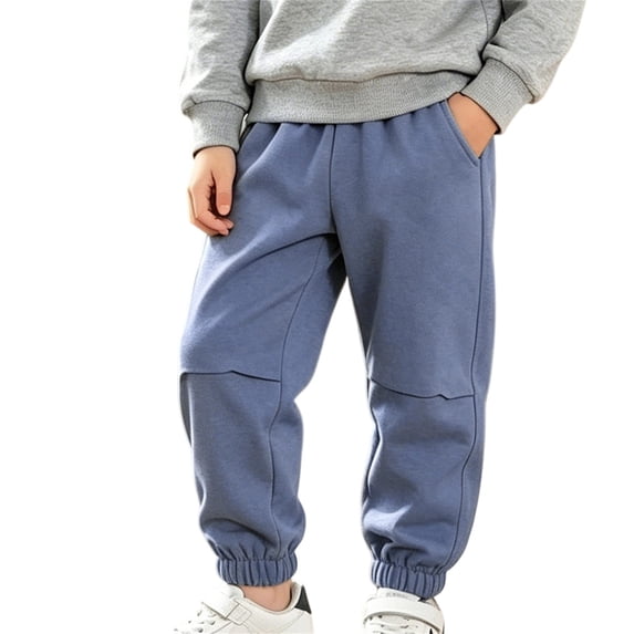JSCDRPDWL Cotton Active Jogger Pants for Kids Boys Elastic Waist Athletic Joggers Casual Jogging Bottoms Track Pant Preppy Clothes Classic Plain Sweatpants