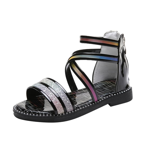 JSCDRPDWL Girl Dress Shoes Girls Size 3 Dress Toddler Girls Mary Jane Shoes Black Dance Shoes Kids Sandals Toddler Size 5 Sandals Girls Black Sandals, Black 2-3 Years