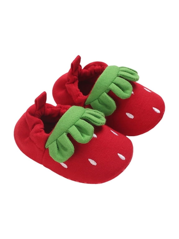 Girls Sandals Size 1 Baby Toddler Cow Slippers Spring Fall Cute Cartoon Strawberry Non Slip Floor Shoes Toddler Socks 0 1 Years Old, Spring-Fall Cartoon Strawberry Non-Slip Floor Socks For