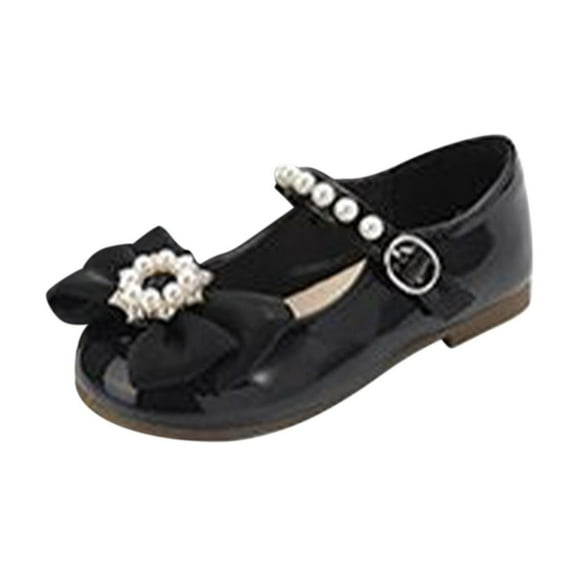 JSCDRPDWL Girls Size 13 Sandals Toddler Little Girls Ballet Shoes Girls' Fashion Flat Casual Leather Princess Shoes-Flat Bottom, Light Buckle, Cute Bow Baby 6 Months