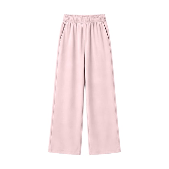 JSCDRPDWL Girls Wide Leg Sweatpants Baggy Elastic Waist Straight Leg Athletic Joggers Pant Kids Casual Loose Fall Winter Track Pants with Pockets