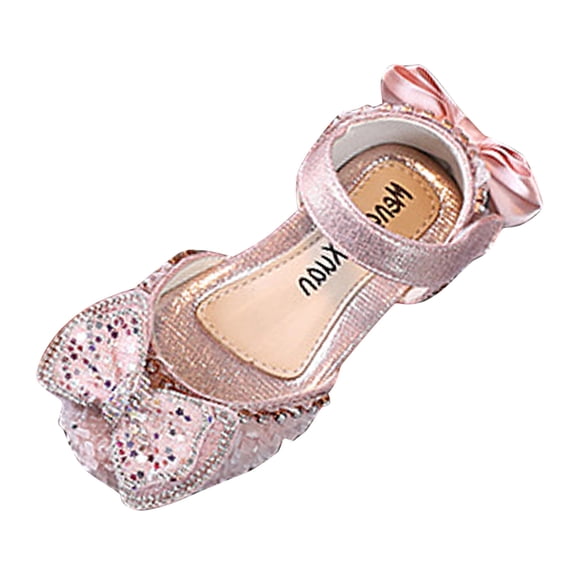 JSCDRPDWL Kid Sandals Fashion Spring and Girls Mary Jane Summer Girls' Sandals Dress Dance Show Princess Shoes Flat Bottom Rhinestone Mesh Bow Ribbon, Spring-Summer Rhinestone Mesh Bow Dance Sandals