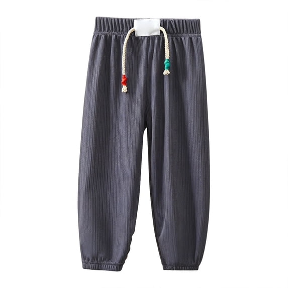 JSCDRPDWL Pull on Sweatpant for Toddler Boys Girls Cotton Elastic Waist Cute Trousers with Drawstring Kids Lightweight Jogger Pants with Pockets
