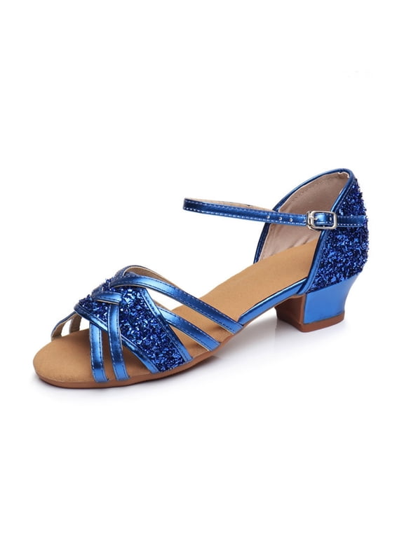 Sandals for Teen Girls Tennis Shoes Toddler Children Kids Ballroom Tango Latin Dance Shoes Sandals, Elegant Dance Sandals for Girls Glitter Shoes