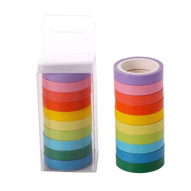 JSCDRPDWL Tape Set 10 Rolls, Rainbow Colors Washi Masking Tape Decorative Tape for Bullet Journal, Planner, DIY Arts Crafts, Scrapbooking, Holiday Decoration