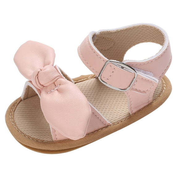 JSCDRPDWL Toddler Girl Sandals Size 11 Ballet Shoes for Kids Summer Children Toddler Shoes Girls Sandals Flat Bottom Lightweight Open Toe Breathable Comfortable Solid Color Bow Hook Loop Buckle