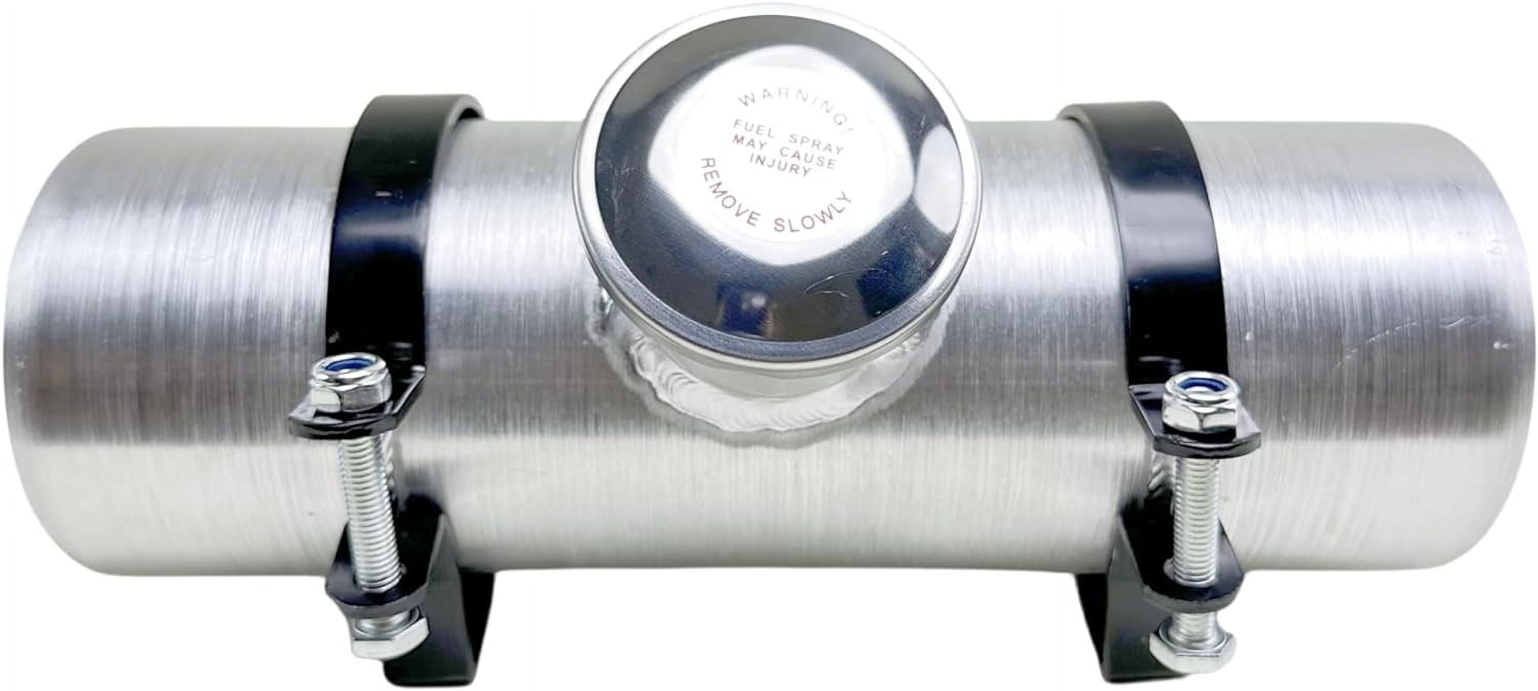 JSD 0.58 Gallon Overall 4 x 12" Aluminum Round Small Spun Gas Tank Cell + Bracket Center Fill 1/4" NPT