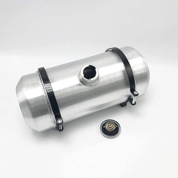 JSD 8x18'' 3.9 Gallon Center Fill Spun Aluminum Round Fuel Tank 1/4 NPT Outlet Gas Tank for Rat Rod, Offroad