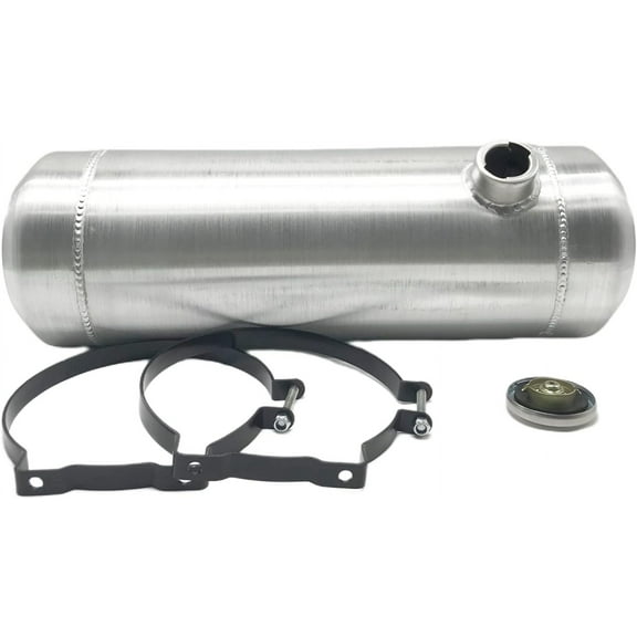 JSD AUTO PARTS 5 Gallons 8 x24" End Fill Spun Aluminum Gas Tank / Fuel Tank 3/8 NPT Outlet With Vented Cap and 2 black Brackets included